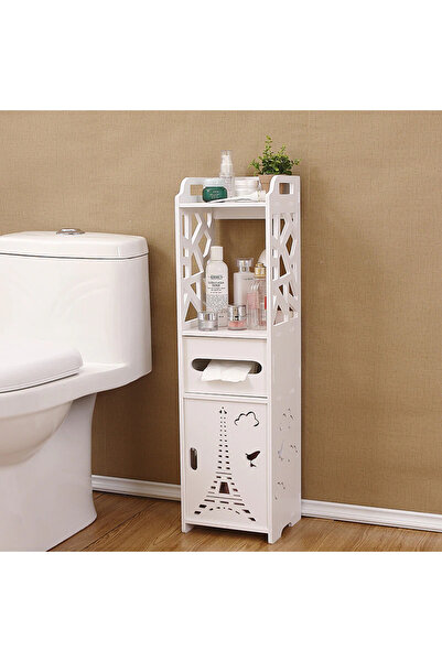 Miskat Trading Bathroom Cabinet Floor-Standing White Wood-Plastic Board