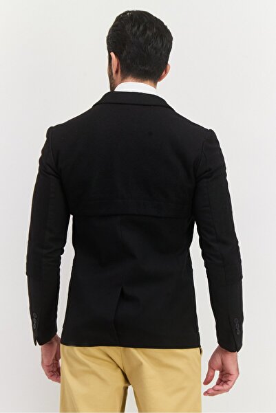 Antony Morato Men Super Slim Fit Solid Semi Formal Blazer, Black