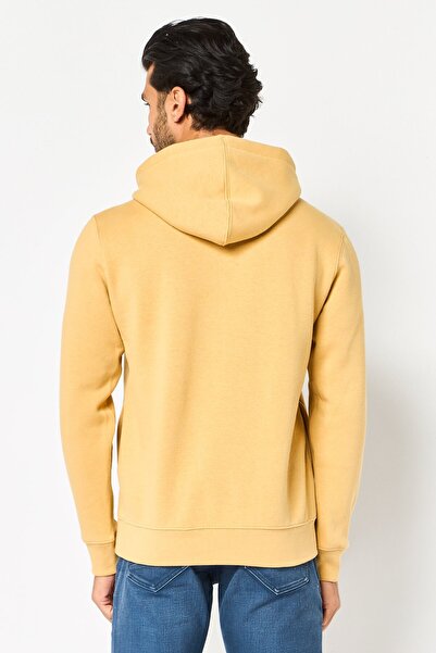 CELIO Men Graphic Print Long Sleeve Hoodie, Tan