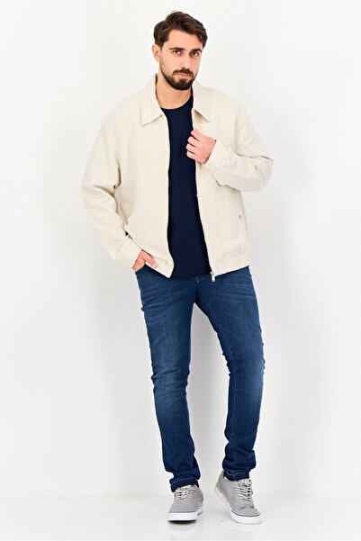 CELIO Men Solid Long Sleeve Jacket Shirt, Beige