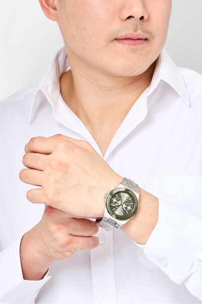 Roccobarocco Men RB5050M-03M Stainless Steel Analog Watch 42mm, Silver