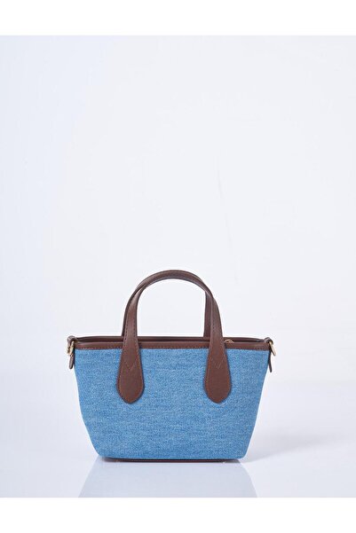 Kayra Logo Detailed Denim Bag Indigo