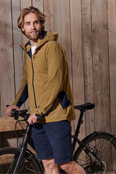 Tchibo Men Hooded Long Sleeve Colorblock Jacket, Brown