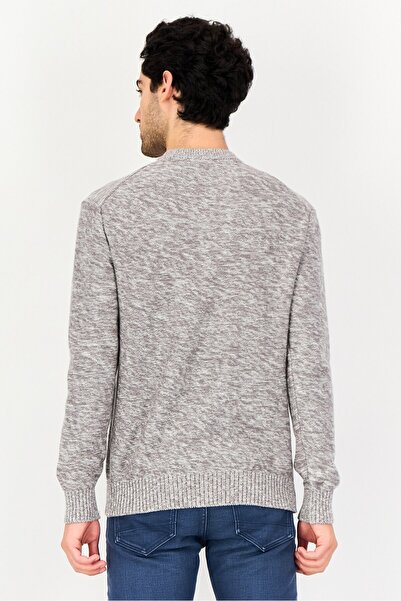 CELIO Men Crew Neck Heather Sweater, Grey
