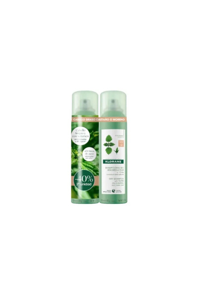 Klorane Șampon uscat purificator Nettle Hair Dark Hair 2x150ml