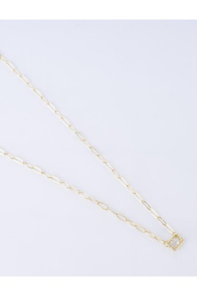 Kayra Shiny Stone Chain Necklace Optical White
