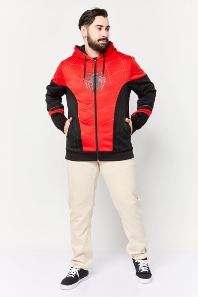 DIFUZED x Marvel Men Hooded Graphic Print Long Sleeves Sweatshirt, Red