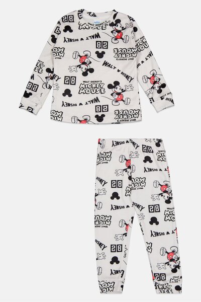 Disney Toddlers Boy 2Pcs Mickey Mouse Print Pajama Top And Bottom Set, Multicolor