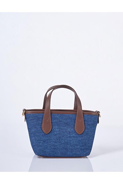 Kayra Logo Detailed Denim Bag Navy Blue