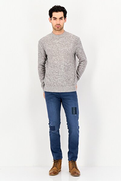 CELIO Men Crew Neck Heather Sweater, Grey