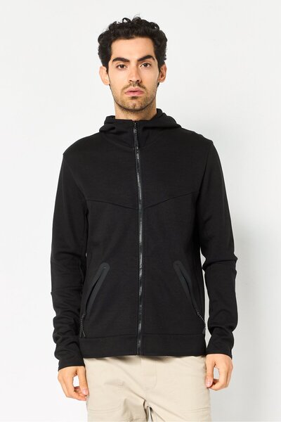 CELIO Men Solid Long Sleeve Hoodie, Black
