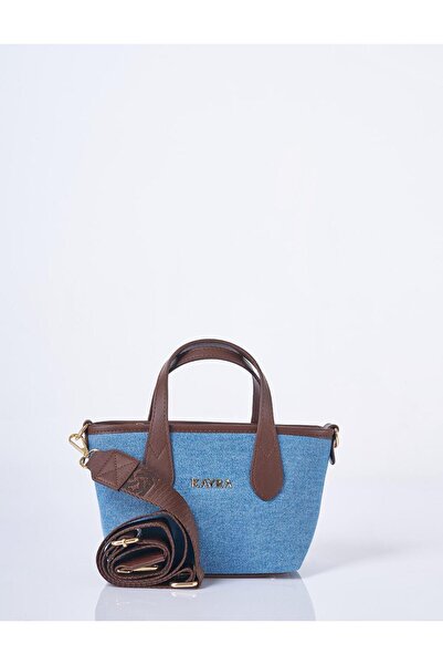 Kayra Logo Detailed Denim Bag Indigo