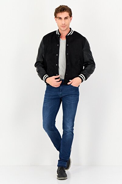 CELIO Men Plain Bomber Jacket, Black