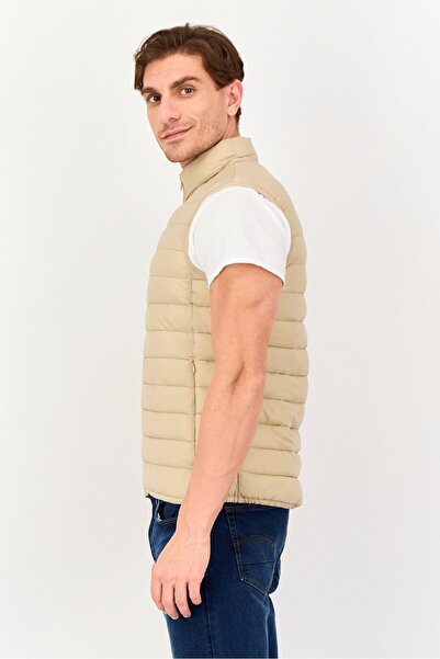 CELIO Men Quilted Puffer Jacket Vest, Beige