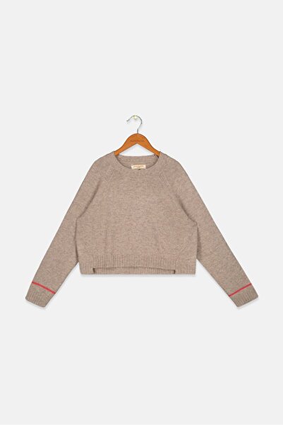 Tchibo Kids Girl Crew Neck Long Sleeve Heather Sweater, Grey