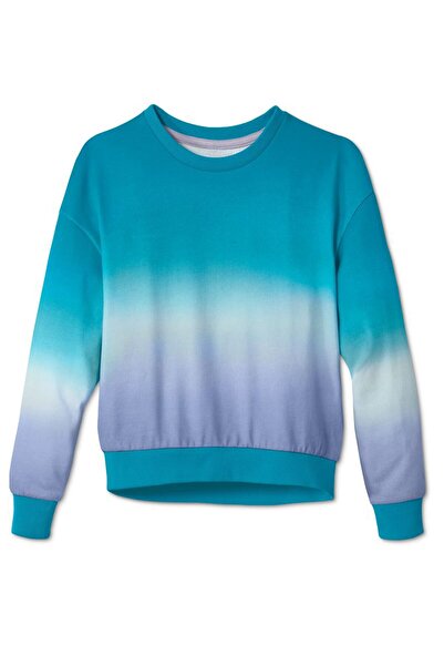 Tchibo Kids Girl Crew Neck Tie Dye Sweatshirts, Turquoise Combo