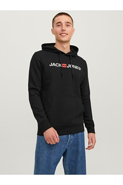 Jack & Jones Jjecorp Old Logo Sweat Hood Noos Erkek Sweat 12137054 Black/REG FIT