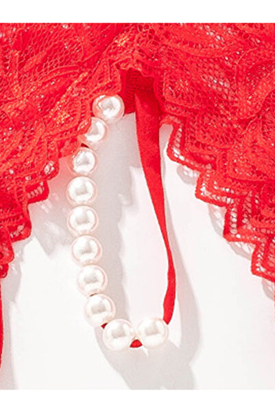 JInsh Lace Floral Printed Women Sexy T-Thong Pearl Beaded Open Crotch Hot Lady Underpants Thong