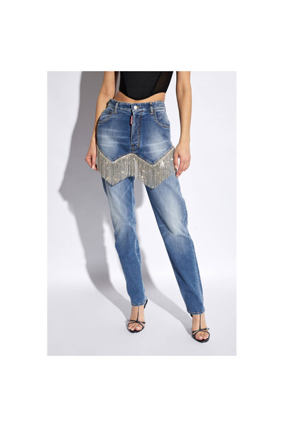 DSquared2 Jeans din denim premium cu cristale aplicate manual