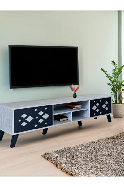 BEC22 Modern TV unit with wooden legs - 180cm