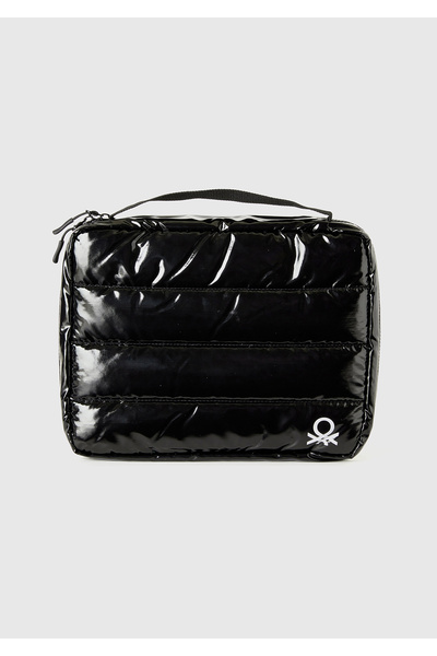 United Colors of Benetton Unisex Black Padded Shiny Organizer Bag