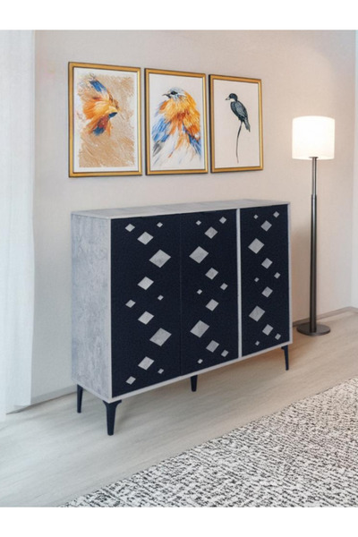 BEC22 Wide shoe cabinet - 3 doors - Modern design with diamond pattern