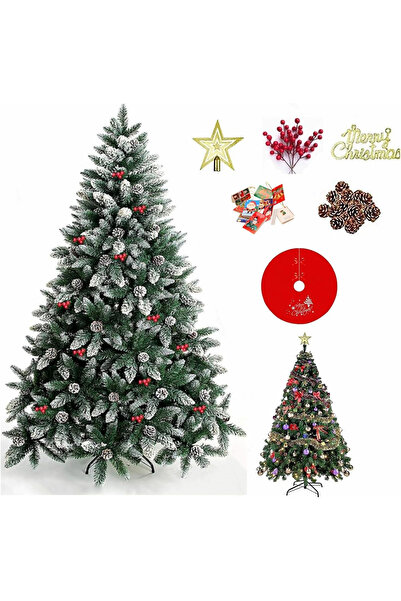 SINCHER شجرة عيد الميلاد الاصطناعية بطول 1.8 متر/6 أقدام، أطراف فروع بيضاء من مادة البولي فينيل كلوريد 1450، سهلة التركيب