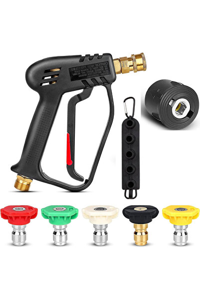 ALASAMCO مسدس غسيل ضغط 4000 رطل لكل بوصة مربعة مزود بـ 5 فوهات رش وموصل سريع مقاس 1/4 بوصة ووصلة M22