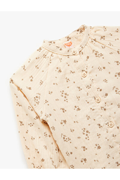 Koton Cotton Floral Print Round Neck Long Sleeve Shirt