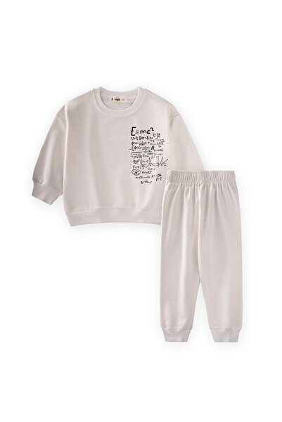 Cigit Process B Printed Tracksuit Set 2-7 Years Old Ecru