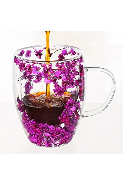 Next Trend Elegant borosilicate glass mug 350 ml with dried flowers -