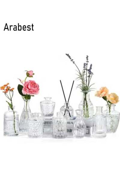 Arabest مجموعة مزهريات بسيطة، زينة، زجاج لترتيب الزهور في غرفة المعيشة، أجهزة استشعار متقدمة للزهور
