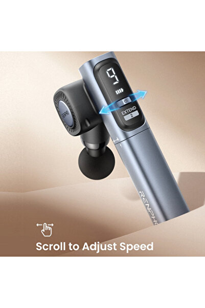 RENPHO Massage Gun with Adjustable Angles and Extension Handle Muscle Massager - Blue