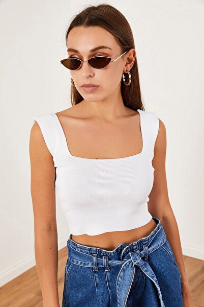 GButik's Square Neck Knitwear Crop Ecru