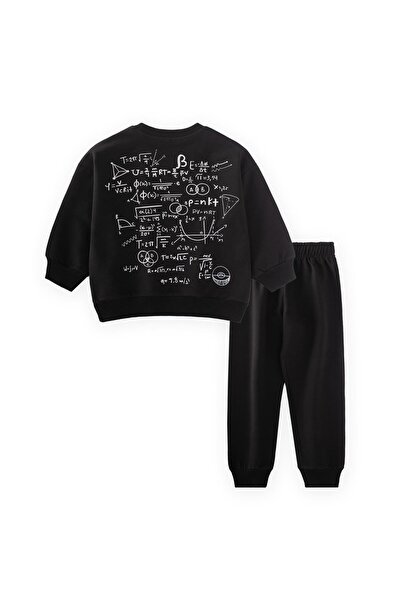 Cigit Process B Printed Tracksuit Set 2-7 Years Old Black