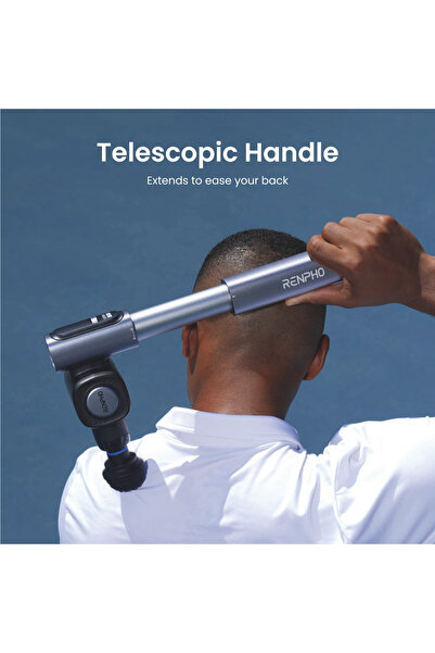 RENPHO Massage Gun with Adjustable Angles and Extension Handle Muscle Massager - Blue