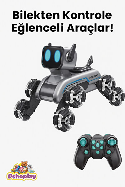 Pshoplay Bilekten Kontrol 8 Teker Şarjlı Buharlı Akıllı Robot Köpek – Işıklı ve Sesli RC Araba 2.4G