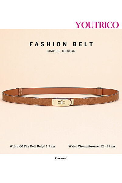 Youtrico حزام جلدي كلاسيكي رفيع للنساء من H مع قفل ملتوي من سبائك معدنية