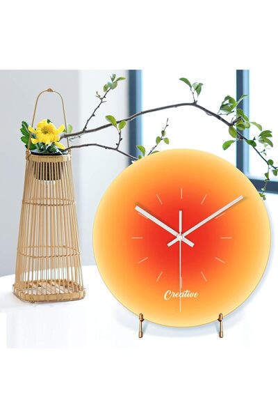 Yelajoy Wall Clock,Gradient Sunset Sunrise Silent Non-Ticking Tempered Glass Clock,Battery Operated,30cm