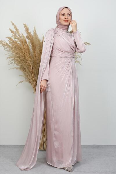 GİYZAMİLA İlkin Yoryo Evening Dress Soft Pink