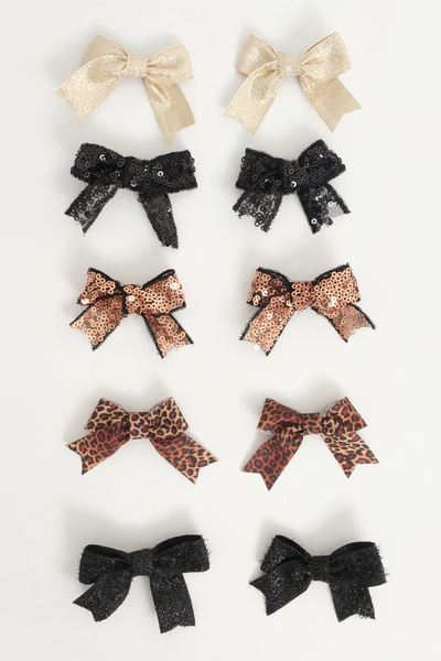 Soar Kids Aksesuar Kız Çocuk Leopar Siyah Payetli Desenli Klips Çoklu Toka