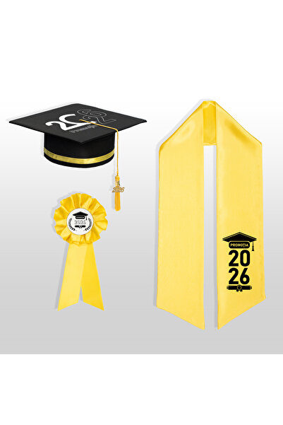 Toca Absolvire Graduation Set Cap, Scarf and Bow, Personalized 2026, Ceremony, End of Year, High School, College