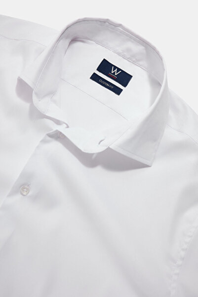 W Collection BEYAZ UZUN KOLLU PAMUK ELASTAN GÖMLEK