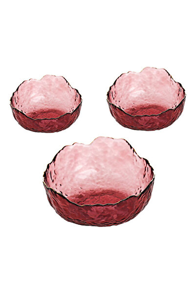 HALAMODO مجموعة أوعية سلطة الفاكهة الزجاجية الأرجوانية 24 × 24 × 11 سم