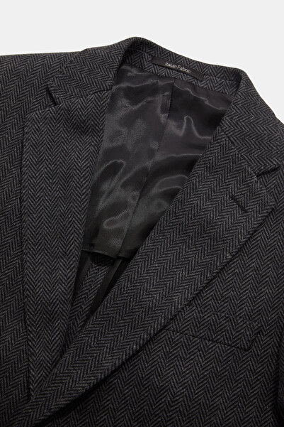 W Collection Black Fish Scale Patterned Relax Fit Jacket