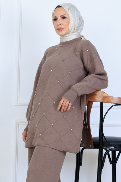 benguen Σετ Πλεκτά Είδη Πέτρινης Χρώματος N7067 Βιζόν