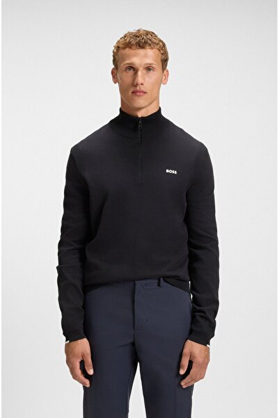 BOSS Erkek Regular Fit Fermuarlı Dik Yaka %100 Pamuklu Uzun Kollu Lacivert Ka...