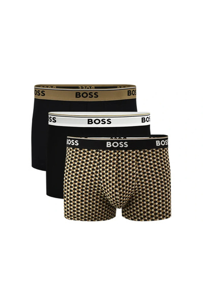 BOSS Erkek Logolu Bel Bantlı 3'lü Paket Kahverengi Boxer 50531701-981