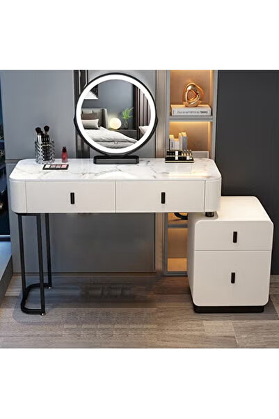 KEKE Makeup Vanity Table Dressing Table Flip Mirror With Drawers And Chair 100 CM