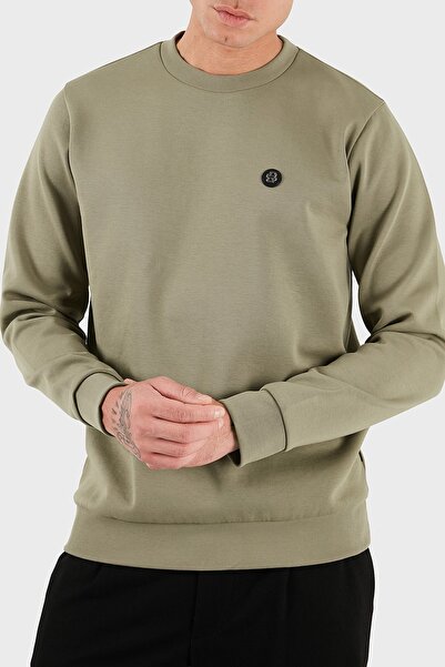BOSS Men's Plain Model Crew Neck Long Sleeve Khaki Sweatshirt 50520302-245